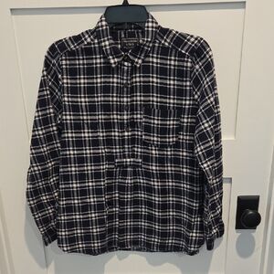 Abercrombie & Fitch Womens Popover Button Down Blue And White Soft Flannel Top S
